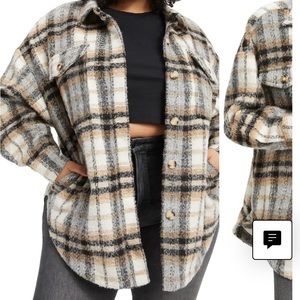 GOOD AMERICAN Wool NEUTRAL PLAID JACKET